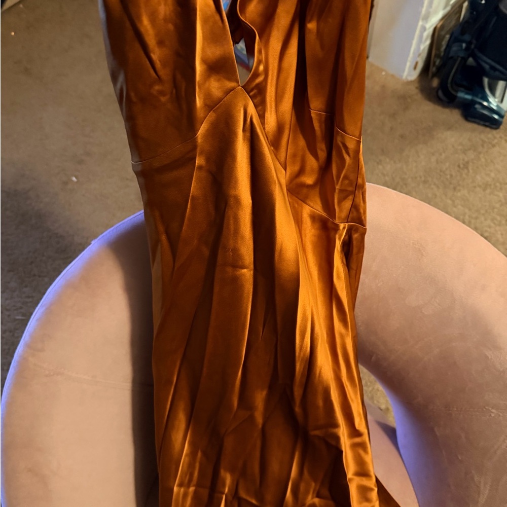 Reformation Copper Silk Dress